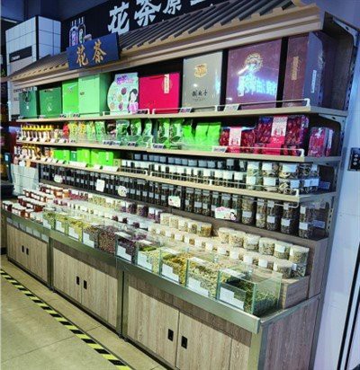 Ziedu tējas displeja plaukts